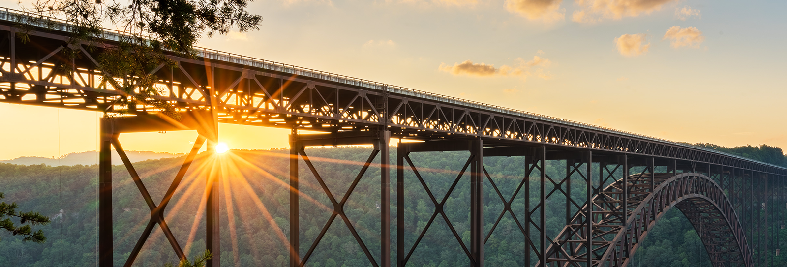 Bridge image with sunset behind